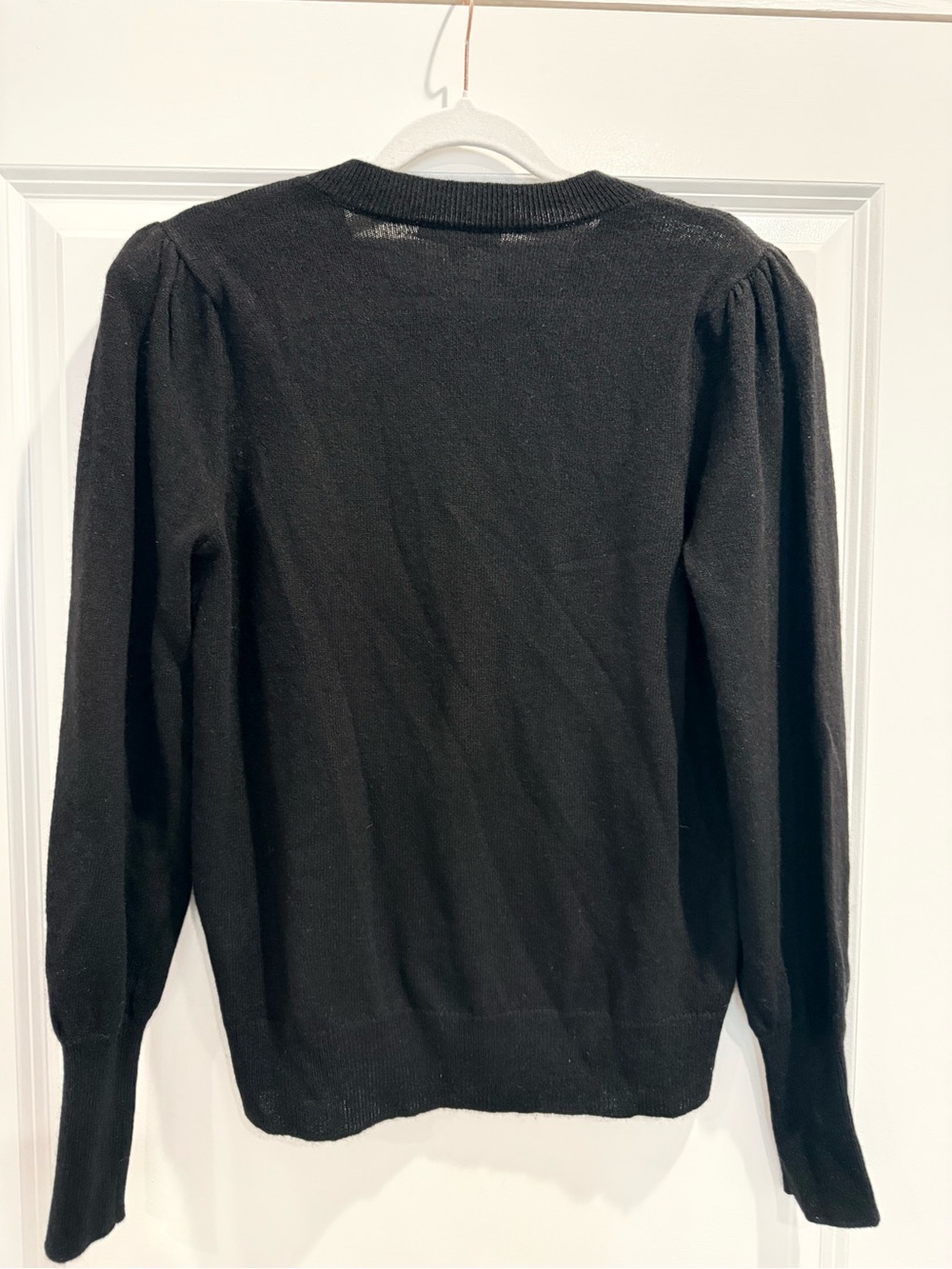 Veronica Beard Black Crewneck Cashmere Sweater with Gold Shoulder Buttons - Picture 3 of 3